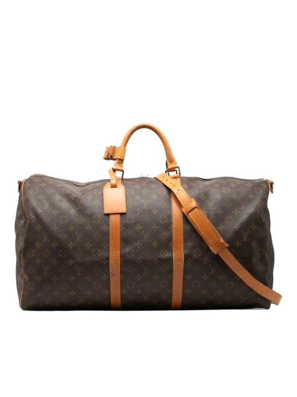 Louis Vuitton Monogram Keepall Bandouliere 60 Boston Bag 2-Way Brown Leather